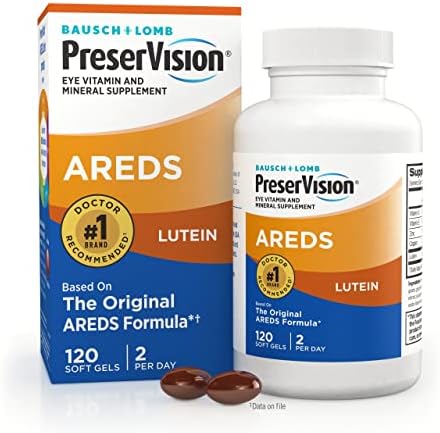 Bausch + Lomb PreserVision AREDS Eye Vitamin & Mineral Supplement, 120 Count Bottle (Soft Gels)