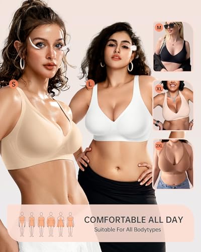 image for OEAK Womens Deep V Bras Wireless Comfortable Bra Supportive No Underwi