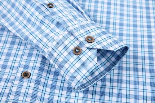 Alex Vando Mens Button Down Shirts Wrinkle Free 4-Way Stretch Print Business Casual Shirt