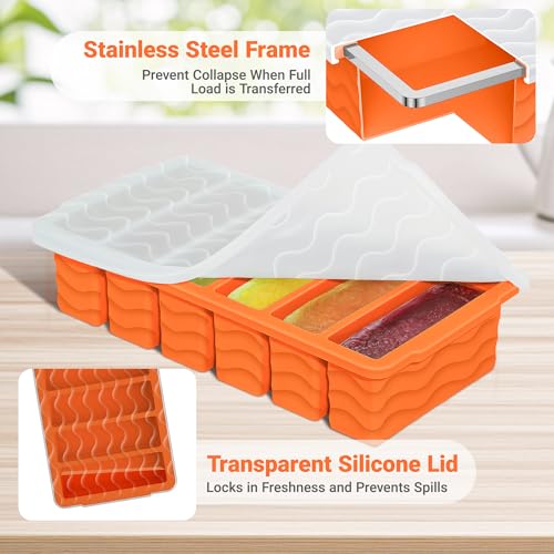 Image of 1 /2 Cup Silicone Freezer Molds with Lid, 2-Pack Silicone Freezer Trays for Soup, Sauce & Broth - Meal Prep Containers, Large Ice Cube Tray, Oven & Dishwasher Safe