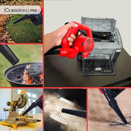 Image of Buildskill Air Blower 850W - Dust Cleaner for Home Cleaning, Efficient & Ergonomic, with Vacuum, Continuous Lock, Variable Speed - Compact & Portable Device for Industrial Tasks, Red (Pack of 2)