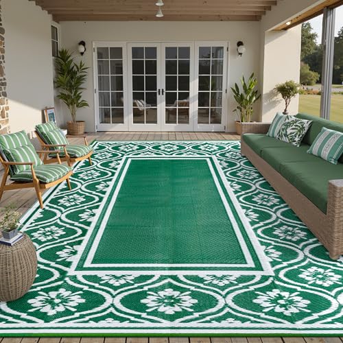 HUGEAR 8'x10' Green Reversible Rug