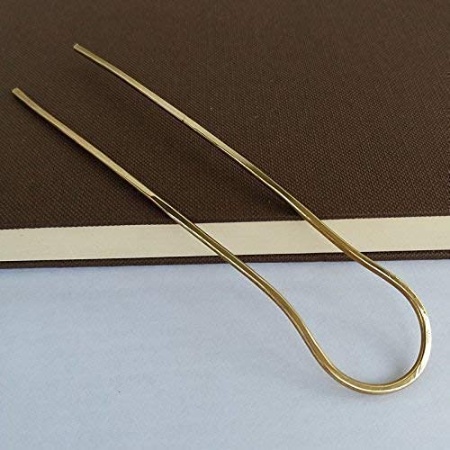 Miniatura 4 de Horquilla de pelo de metal en forma de U boho, soporte para moño, latón martillado y pulido, peine de pelo de 5 pulgadas de largo y 1 pulgada