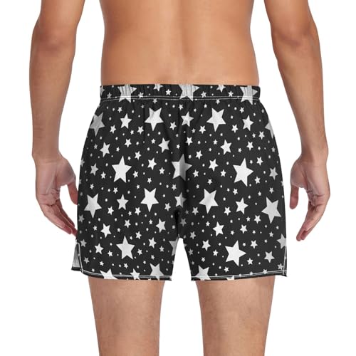 Men's Cotton Boxers Briefs Star Black White Breathable Boxer Shorts Underwear with Button Fly2