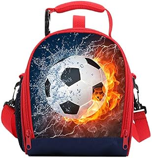 7-Mi 3D Football Kids Reusable Lunch Container Kids Lunch Bags Children Lunch Box Cooler Thermal for School Insulated Meal Tote Shoulder Bag