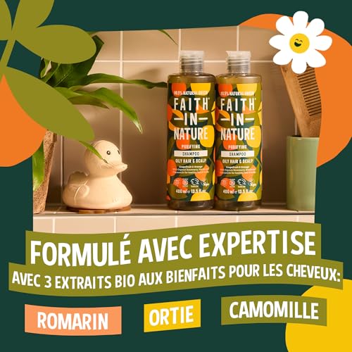 Faith In Nature Shampooing Naturel au Pamplemousse et à l’Orange, Purifiant pour Cheveux et Cuir Chevelu Gras, Végan et Non Testé sur les Animaux, Sans SLS, Silicones ni Parabènes, 400 ml – vue 3