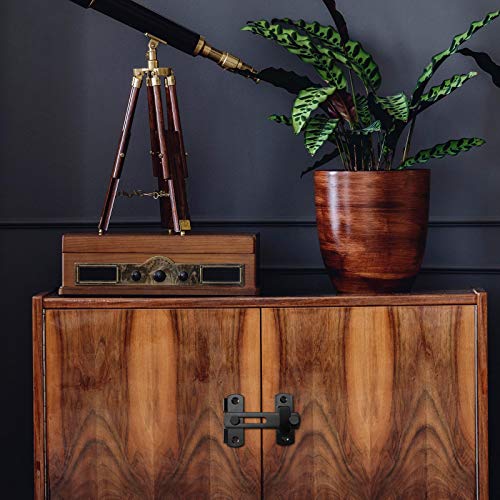 3 Pieces Black Gate Latch Barn Door Lock For Wine Cabinet Lock Pet Door Latch Bolt Lock Sliding Antique Lock Door Stainless Steel Buckle Gate With Screws #TOP6