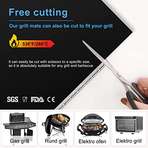 Grillmatte 40x70cm 5er Set, Antihaft Grillmatten Wiederverwendbar, Hitzebeständig & Spülmaschinenfest, BBQ Matte für Gasgrill Holzkohlegrill Elektrogrill Camping 6