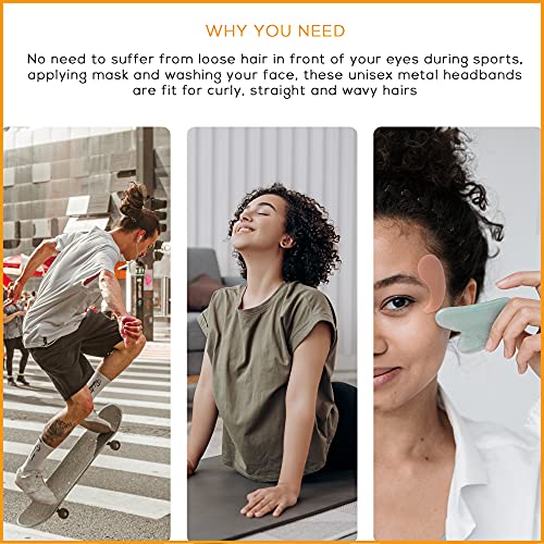 Kac Pack Of 6 Unisex Wavy Hair Bands Non Slip Metal Head Bands For Sports, Outdoor And Yoga #TOP4