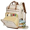 MATEIN Sac à Dos d'enseignant Femme, Avec Compartiment Repas Amovible, Sac à Dos Ordinateur Portable 15,6 Pouces Sac Travail, 2 en 1 avec Port USB et Rangement pour Dossiers A5, École et Bureau, Beige