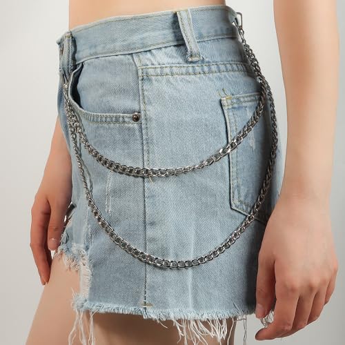 Wallet Chain Trousers Pants Chain Halloween Costumes Pocket Chain Belt Chain Jeans Chain for Key Wallet Hip-Hop Fashion Chain Silver2