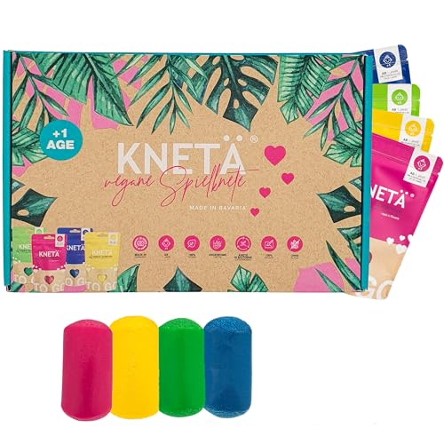 KNETÄ NEU Vegane Spielknete (Bag Sets) I Kleinkinderknete ab 1 Jahr (4er Set XL) Knet Set I Ungiftig