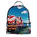 Produktbild ATOMO Lässiger Mini-Rucksack, Zug, Eisenbahn, blauer Himmel, PU-Leder, Reise-Einkaufstasche, Tagesrucksäcke