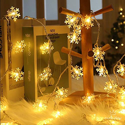 Islmlisa 19ft /40LED Snowflake String Light String Outdoor Waterproof House Decorative Light String Interior Decoration,Decorative Snowflake Lights for Christmas, Party (Warm White)