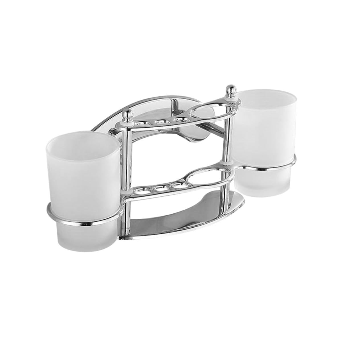 Portacepillos de Acero Inoxidable y Vidrio para Baño de Dientes Soporte Doble Montado en Pared Vaso para Organizar Cepillos y Pasta