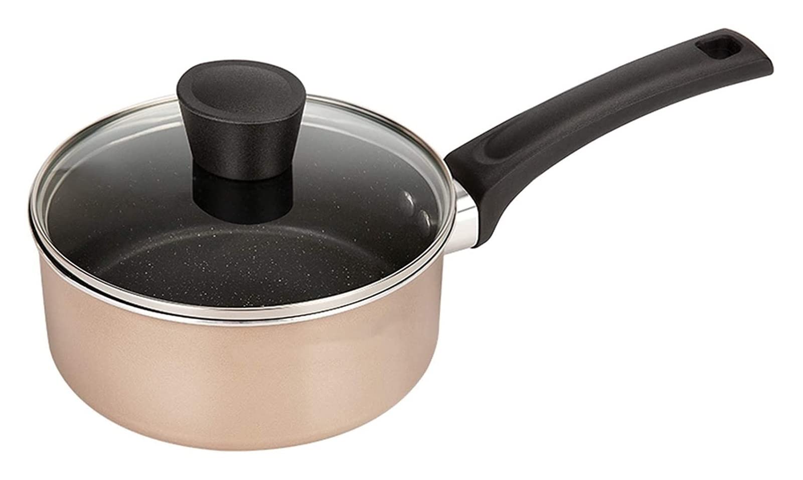 Maifan Stone - Pentola antiaderente con coperchio in vetro, manico ergonomico, per latte caldo, salse e zuppe