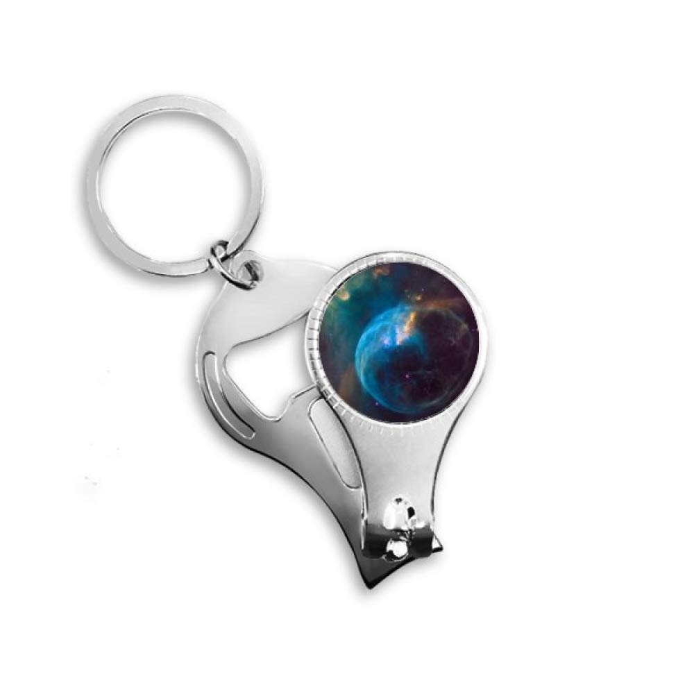 Porte-clé planète bleu marron à motif nébuleuses pour clés de voiture