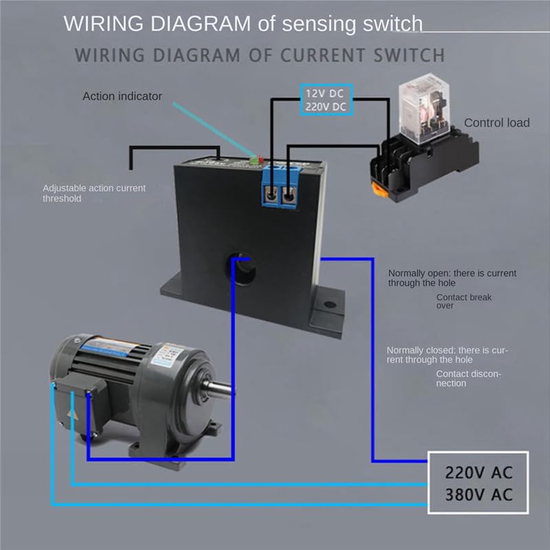 Wiring Connecting Terminals - Current Sensing Switch Induction Relay AC Linkage Device PLC Signal Over Limit Closed AC 0.2-30A (NO M3050)