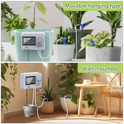 Automatic-Watering-System-TRJZWA-Newest-Indoor-Plant-Watering-System-Kit-DIY-Plant-Watering-Device-with-Customize-Schedule-Water-Timer-USB-Power-for-Vacation-Plant-Watering-System-for-BalconyIndoor