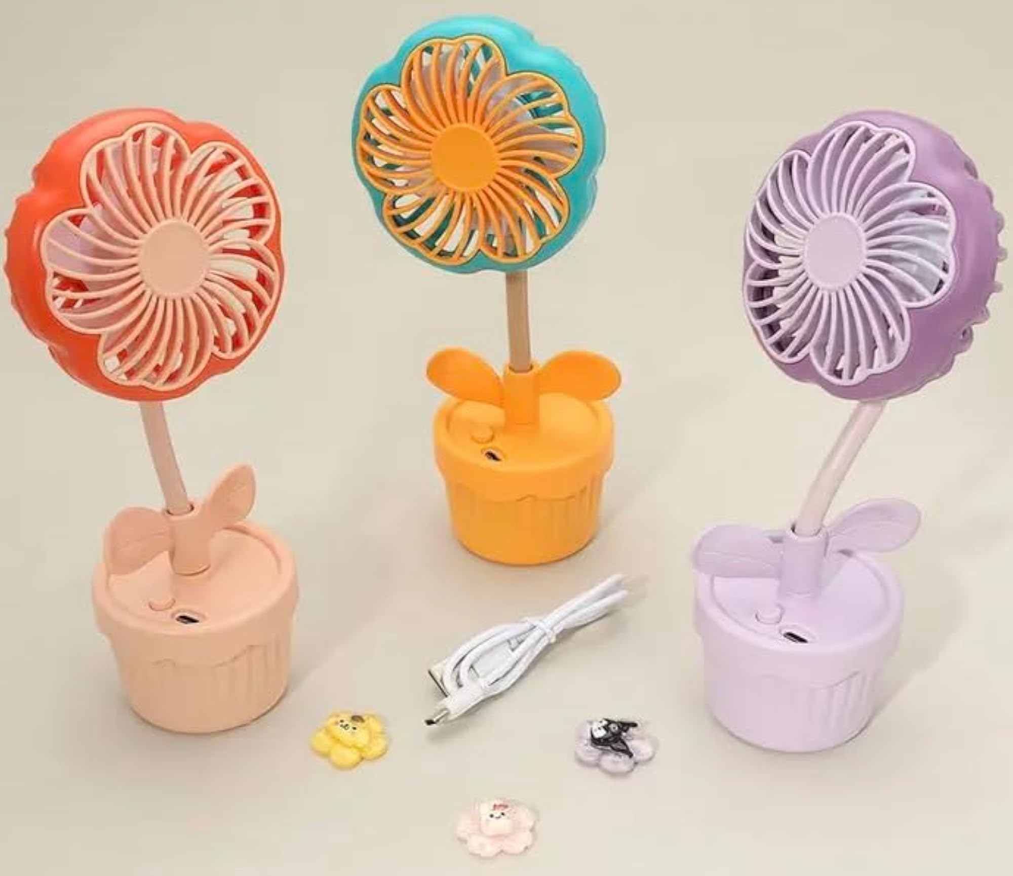 Flower Pot Mini Desk Fan, Cute Plant Design
