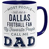 OM3® Dallas-Fan Tasse | Keramik Becher | American Football Mug | 11oz 325ml | Beidseitig Bedruckt | Dunkelblau