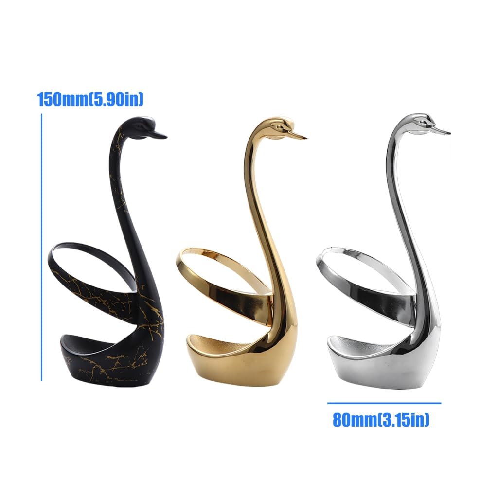 Práctico organizador de herramientas de cocina de acero inoxidable con forma de cisne
