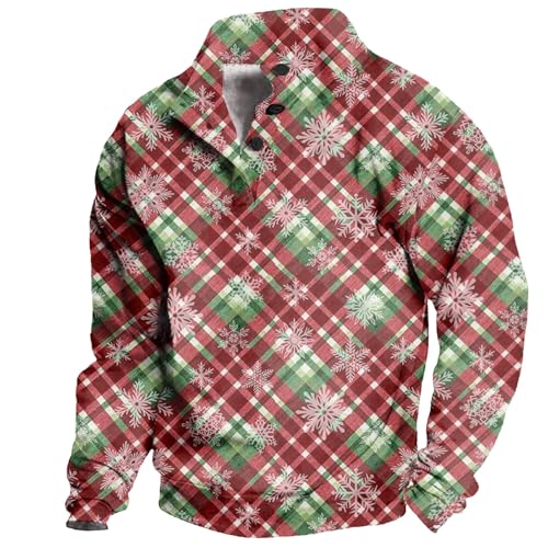 Pulls d'hiver homme zippés : sweat de Noël imprimé 3D col en V