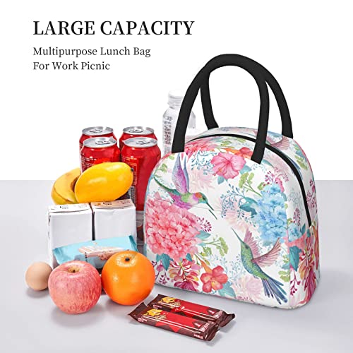 Niuyoif Tropical Flowers And Hummingbirds Lunch Box Reusable Insulated Waterproof Lunch Bag Cooler Tote Box With Pocket Zipper Closure For Women Men Work/Travel/Picnic #TOP5