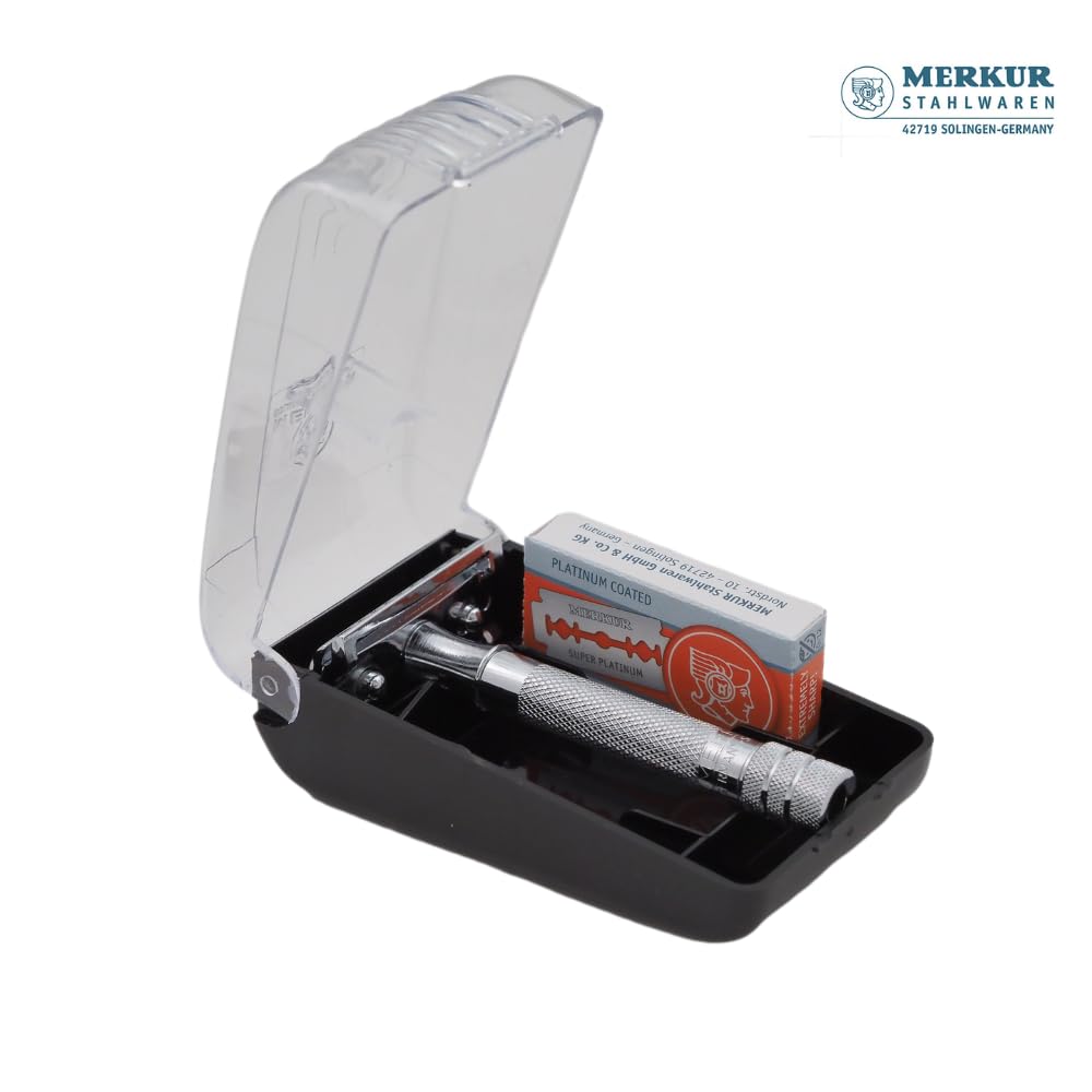 MERKUR 33C Short Handle Double Edge Safety Razor Set with 10 Blades In A Box