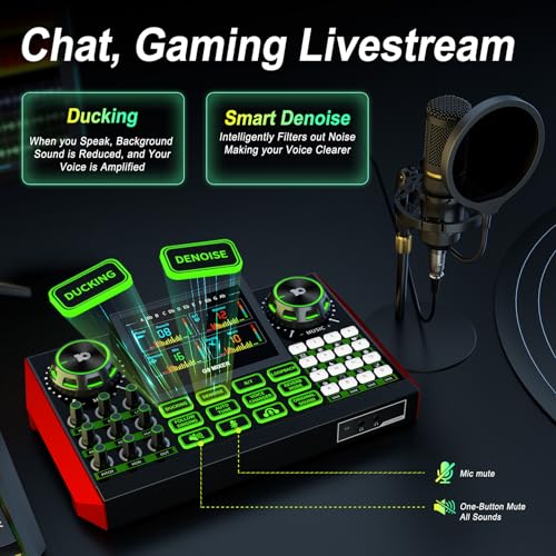 Image of G9 Podcast Equipment Live Streaming Sound Card Audio Mixer Soundboard for Phone /PC - Specially for Live Singing & Content Creation, One-Click Mute