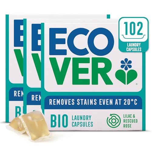 Ecover Bio Washing Laundry Capsules / Tablets - Laundry Detergent With Clean And Fresh Lilac & Rescued Rose Scent, 3x Pack of 34
