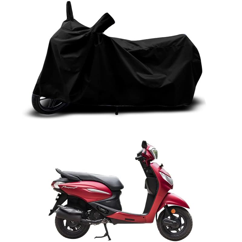 Image of 100% Scratchproof /UV-Rays /Heat Protection /Birds Dropping /Water Resistant /Dust Proof /Waterproof /Full Bike Scooty Two Wheeler Body Cover Compatible for Pleasure Plus XTEC All Varients[Black]