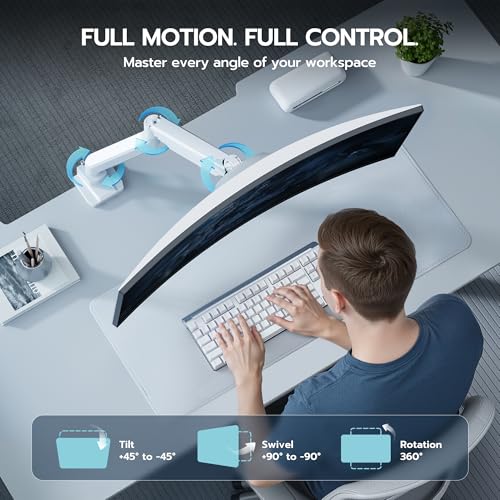 Image of Heavy Duty Single Monitor Mount for 13 inch-49 inch Curved Screens, White