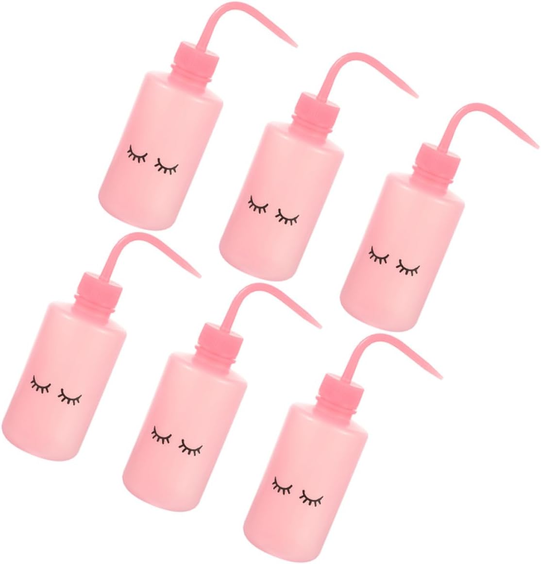 6pcs 250ml Pink Eyelashes Washing Bottles Portable Leakproof Squeeze Bottles for Lash Extensions and Beauty Cleaning