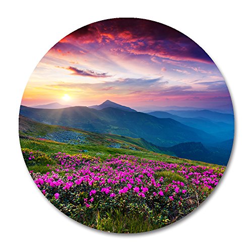 Nature Circular Mouse Pad By Smooffly,Nature Purple Flowers Meadow Mountain Customized Round Non-Slip Rubber Mousepad Gaming Mouse Pad Mat #TOP2