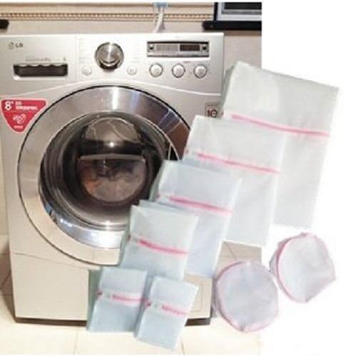 HAND A Good Selection of Sizes Dense Net, Delicate Wash Zipped Laundry/Washing fine Mesh Bags- 2 of 50 x 60 cm, 2 of 40 x 50 cm, 2 of 30 x 40 cm Bags