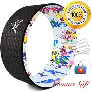Risefit Dharma Yoga Prop Wheel for Yoga Poses, Black Printed