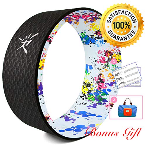 Risefit Dharma Yoga Prop Wheel for Yoga Poses, Black Printed