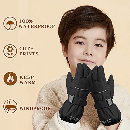Image of BAVST Kids Winter Glove Boys Girls Snow Ski Waterproof Gloves for Teens Fleece Lining Warm Mittens Outdoor