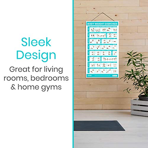 Vive Body Weight Workout Poster - Bodyweight Exercises For Home Gym - Laminated Hitt Chart For Abs, Glute, Core, Legs, Arms, Back - No Equipment Needed - Large Cardio Board For Women, Men, Inspiration