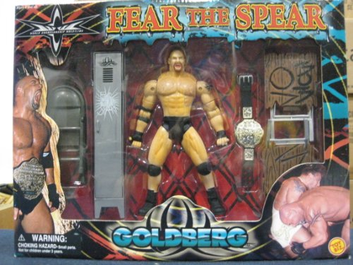 WCW WWF Fear the Spear Bill Goldberg Figure with Locker, Chair, Championship Belt and Broken Table