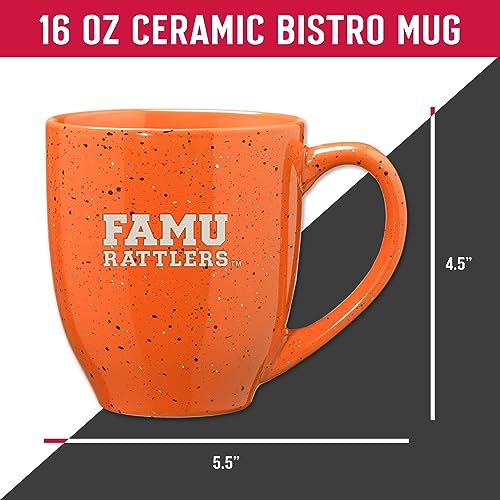 Image of Rico Industries NCAA Florida A&M Rattlers - FAMU Orange Personalized 16 oz Team Color Laser Engraved Speckled Ceramic Coffee Mug