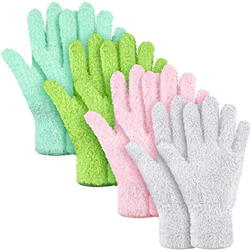 Recopilación y reviews de Persianas para casa los más solicitados. 24 4 pares de guantes de microfibra lavables y reutilizables, guantes de limpieza para plantas, limpieza de casa, persianas de coche (verde, azul agua, rosa, blanco)