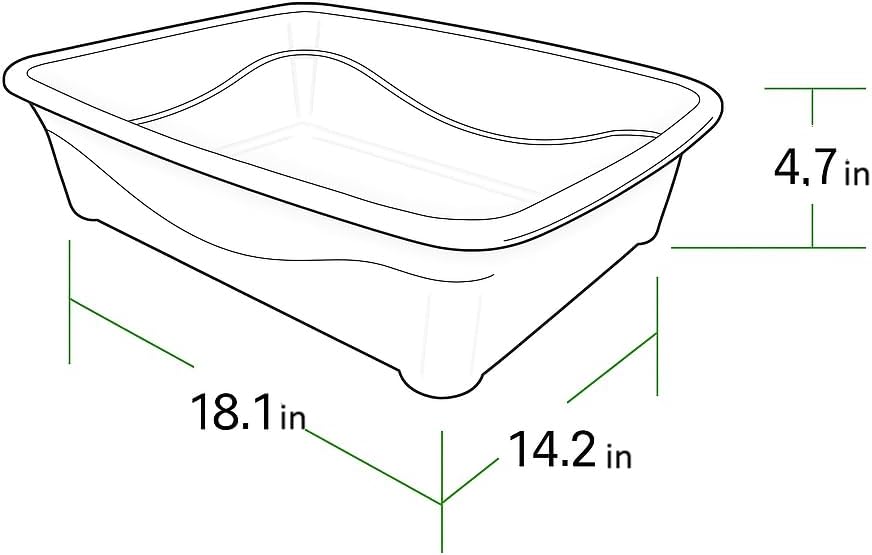 Open Cat Litter Box – Large Litter Pan for Small & Large Cats | Durable Standard Box, Easy to Clean (Pack 2) (Black)