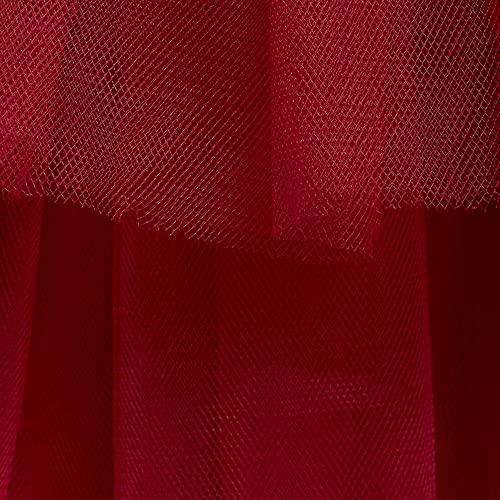 Image of Hopscotch Girls Polyester and Viscose Sleeveless Solid Party Dress in Maroon Color