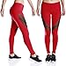 Women Workout Leggings Black Mesh High Waist Sport Capris Yoga Pants with Pocket Red