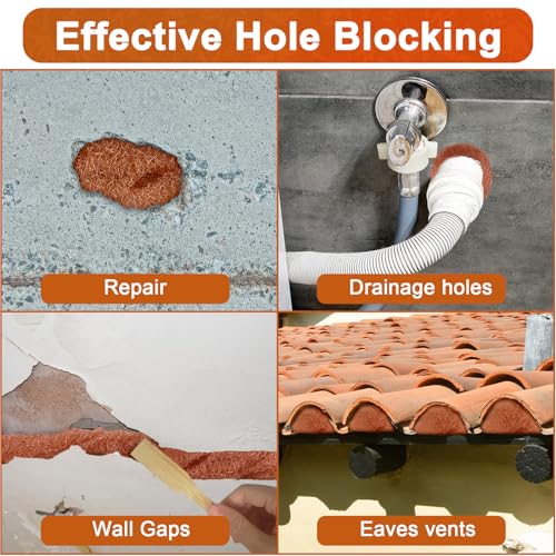 Copper Mesh Rodent Control, 5 Inch x 43 Feet Rustproof Pure Copper Wire Mesh Wool Roll for Rodent Mice Hole Filler, Bat Snail Barrier, Gardening and Sealing Water Opening, with Scissors and Wood Stick