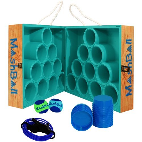 MashBall Lifestyle Edition Floating Toss Game - Original Plug Pong Game. (Seafoam Green/Blue/Wood Grain)