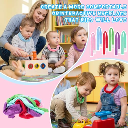 Image of Henoyso 12 Pack Sensory Chew Necklaces Kids Soft Terry Cloth Oral Motor Teething Toys for Boys Girls, Reusable Chewy Jewelry for Focusing & Calming(Solid Style,Fresh Color)
