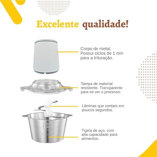 Moedor De Carne Potente Picador de Legumes e Temperos (Rosa)